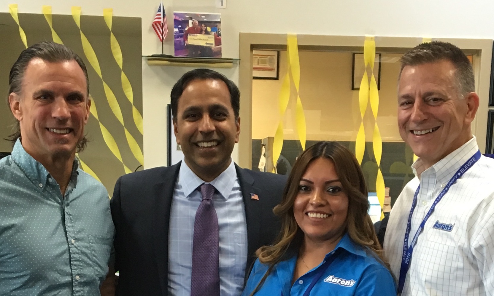 Aaron's Rents and candidate Krishnamoorthi