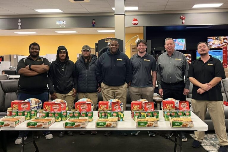 The teams at Cl eek ’ s Home Furnishings five Missouri stores provided full Thanksgiving meals to a half - dozen families.