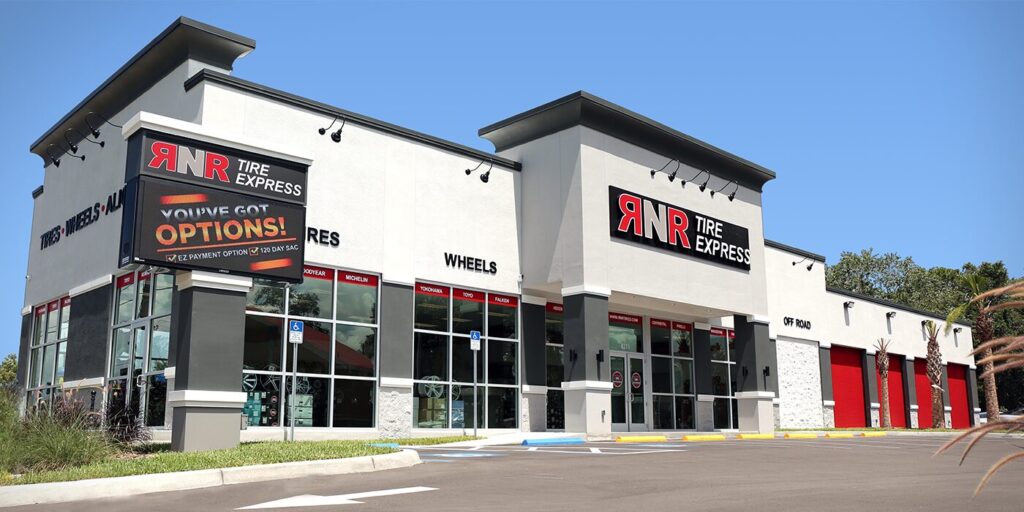 A RNR Tire Express store exterior. 