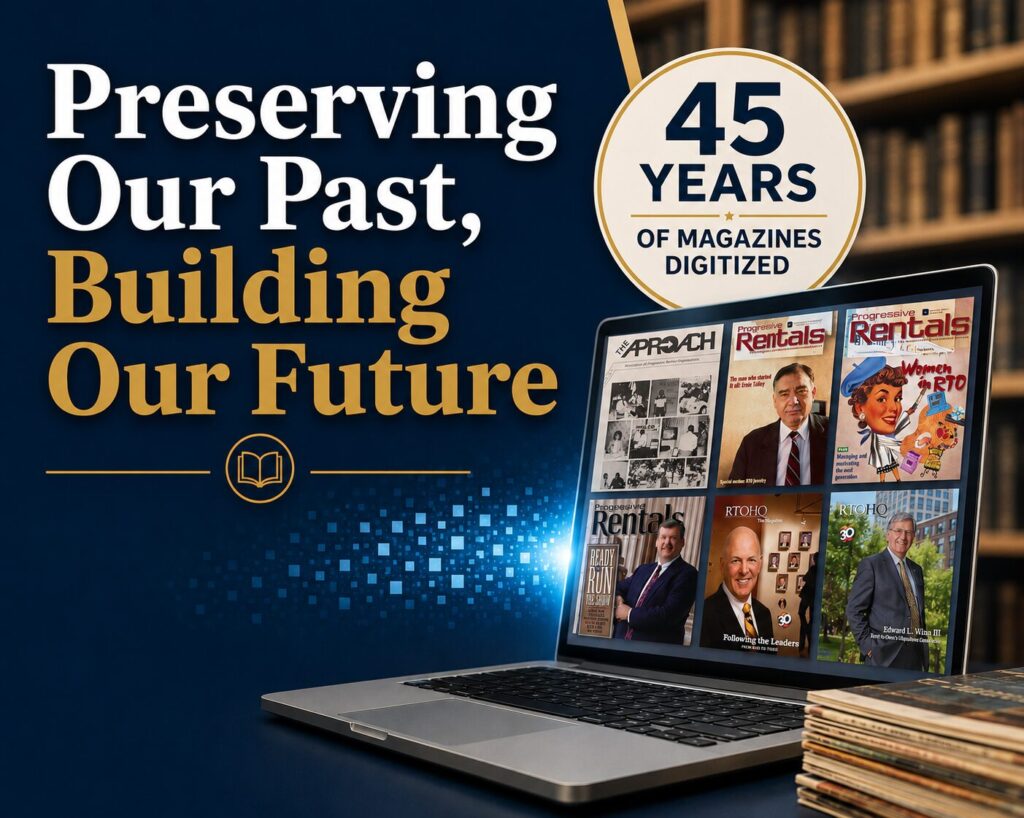 Digital archive showcasing 45 years of rent-to-own industry magazines, highlighting the preservation of historical publications, industry knowledge, business insights, and access to decades of RTO industry content.