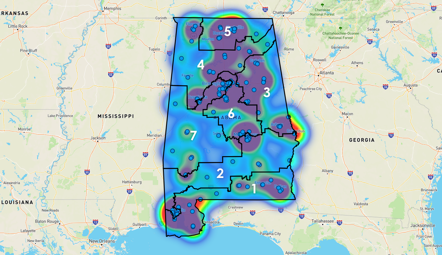 Alabama Congressional District Map - Rent-to-Own Locations