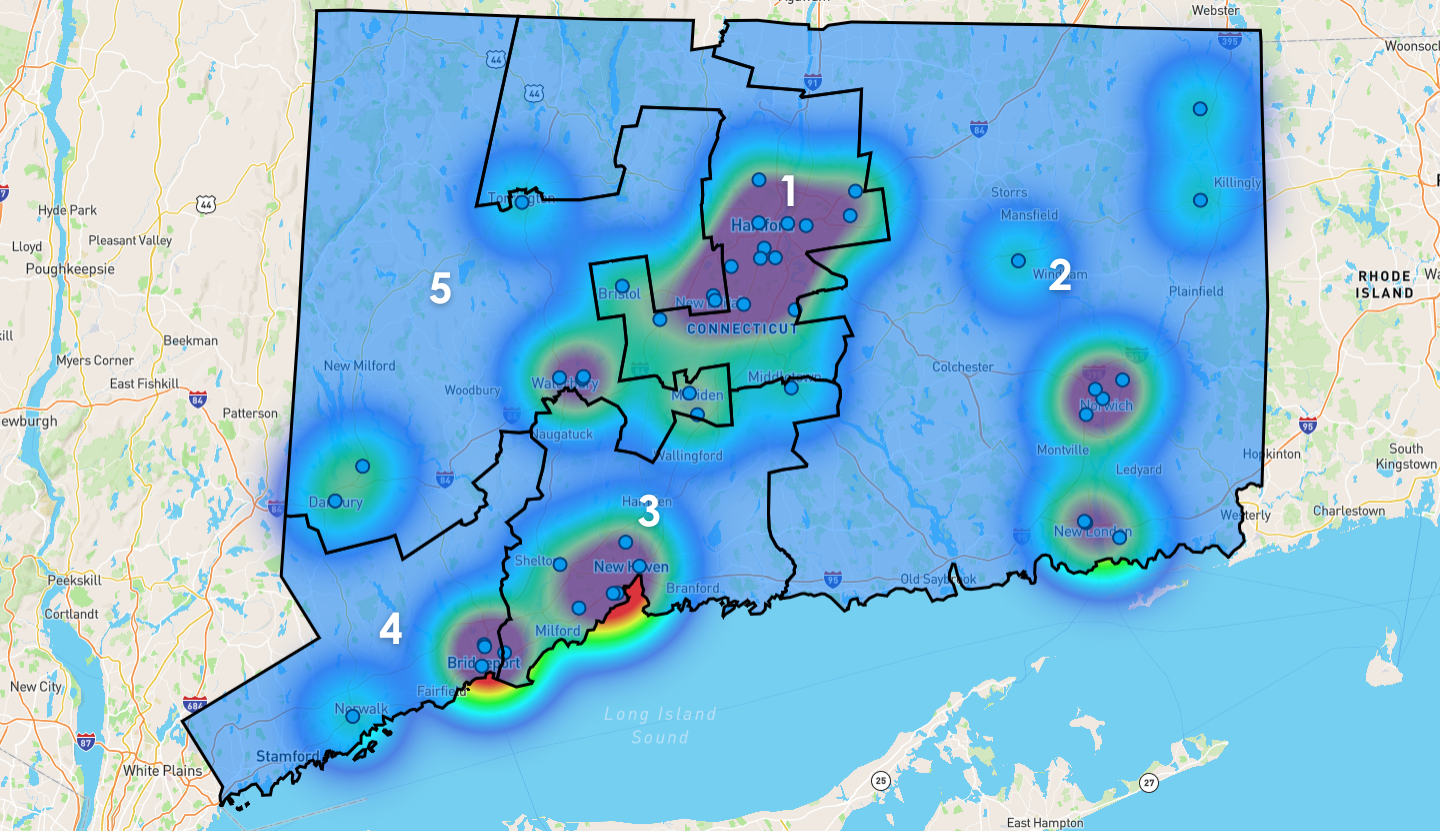 Connecticut Congressional District Map - Rent-to-Own Locations