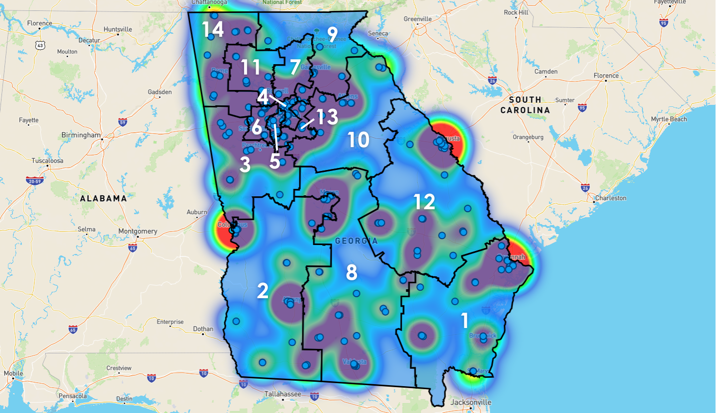 Georgia Congressional District Map - Rent-to-Own Locations