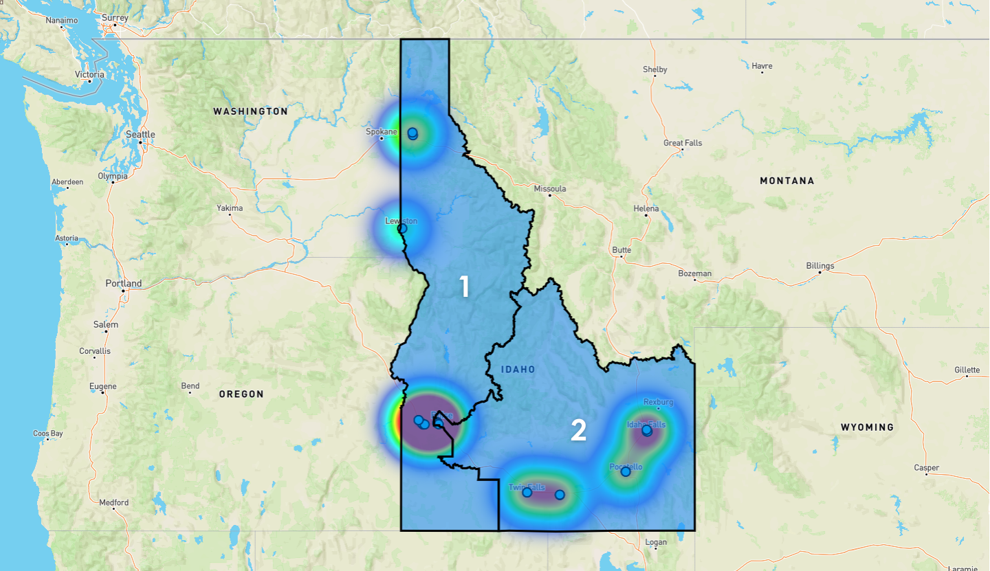 Idaho Congressional District Map - Rent-to-Own Locations