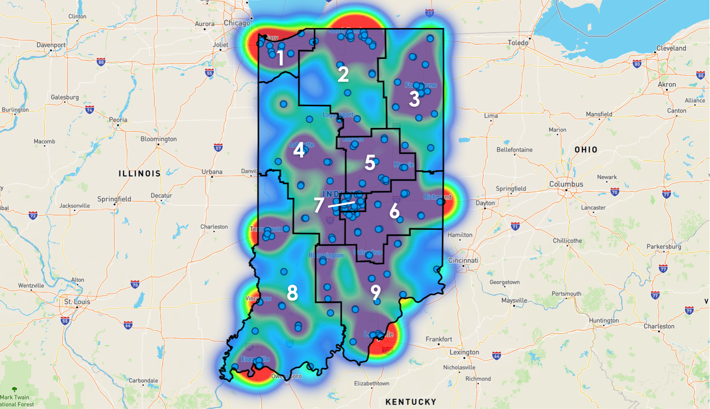 Indiana Congressional District Map - Rent-to-Own Locations
