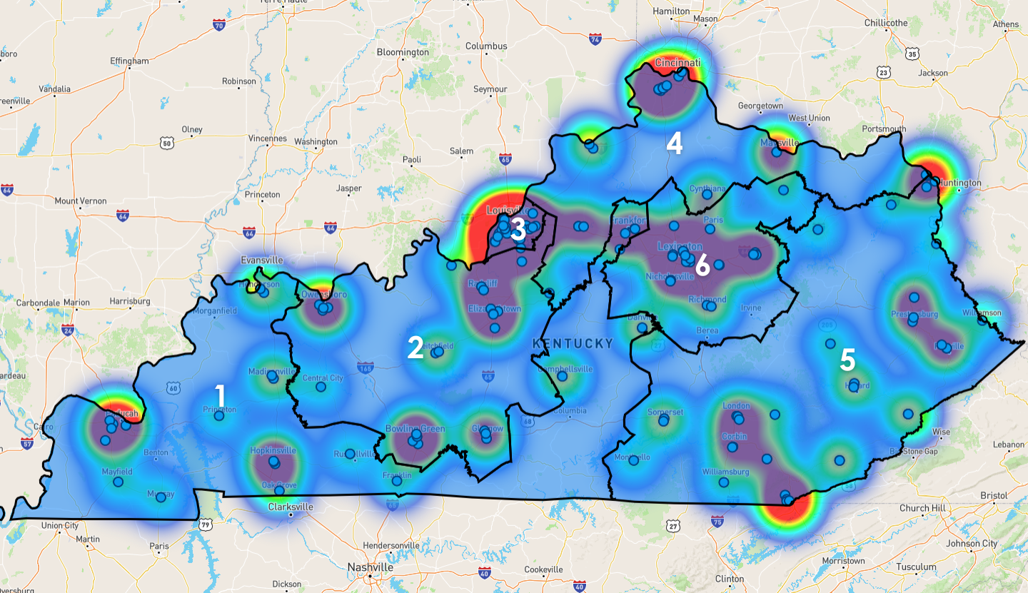 Kentucky Congressional District Map - Rent-to-Own Locations