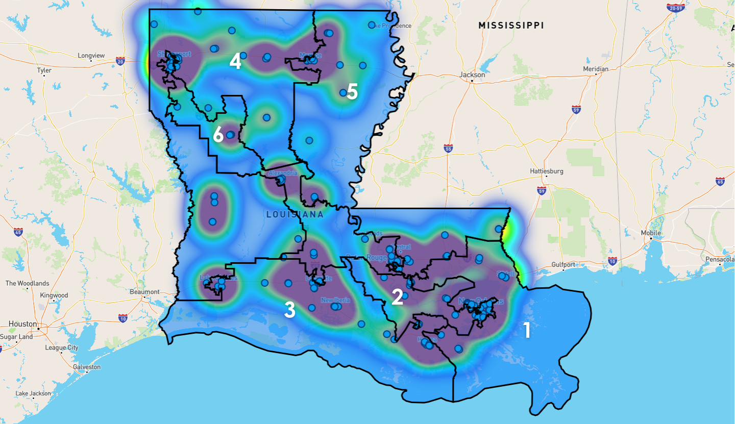Louisiana Congressional District Map - Rent-to-Own Locations