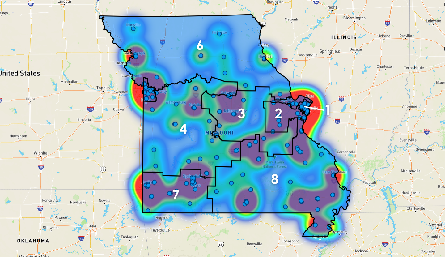 Missouri Congressional District Map - Rent-to-Own Locations