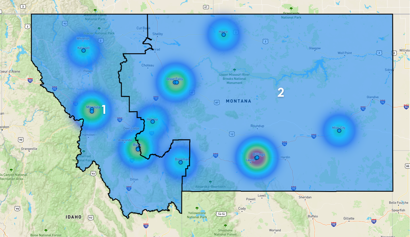 Montana Congressional District Map - Rent-to-Own Locations