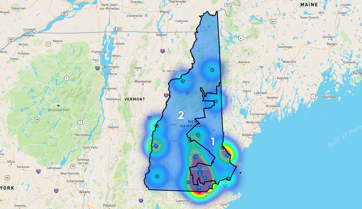 New Hampshire Congressional District Map - Rent-to-Own Locations