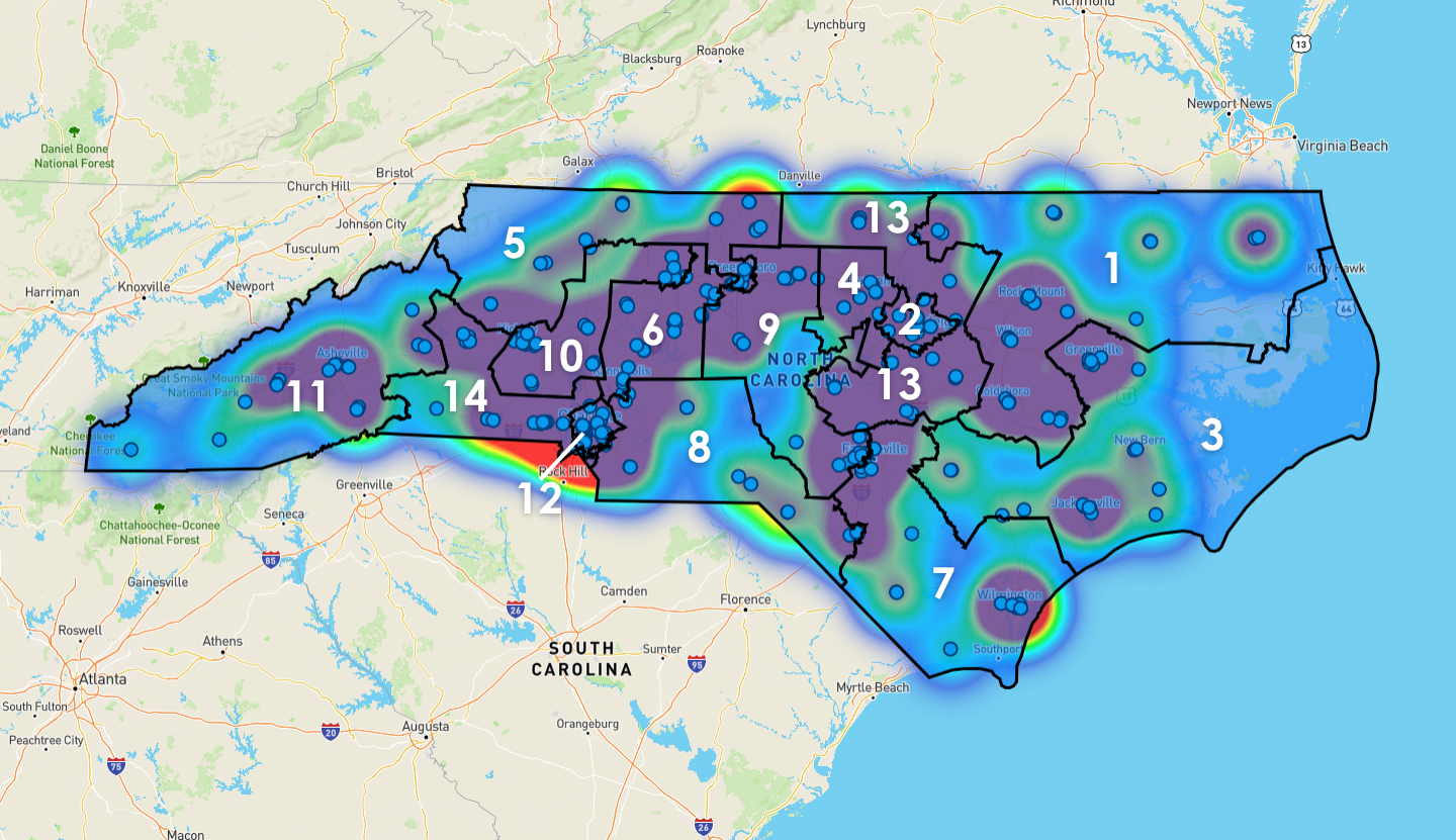 North Carolina Congressional District Map - Rent-to-Own Locations