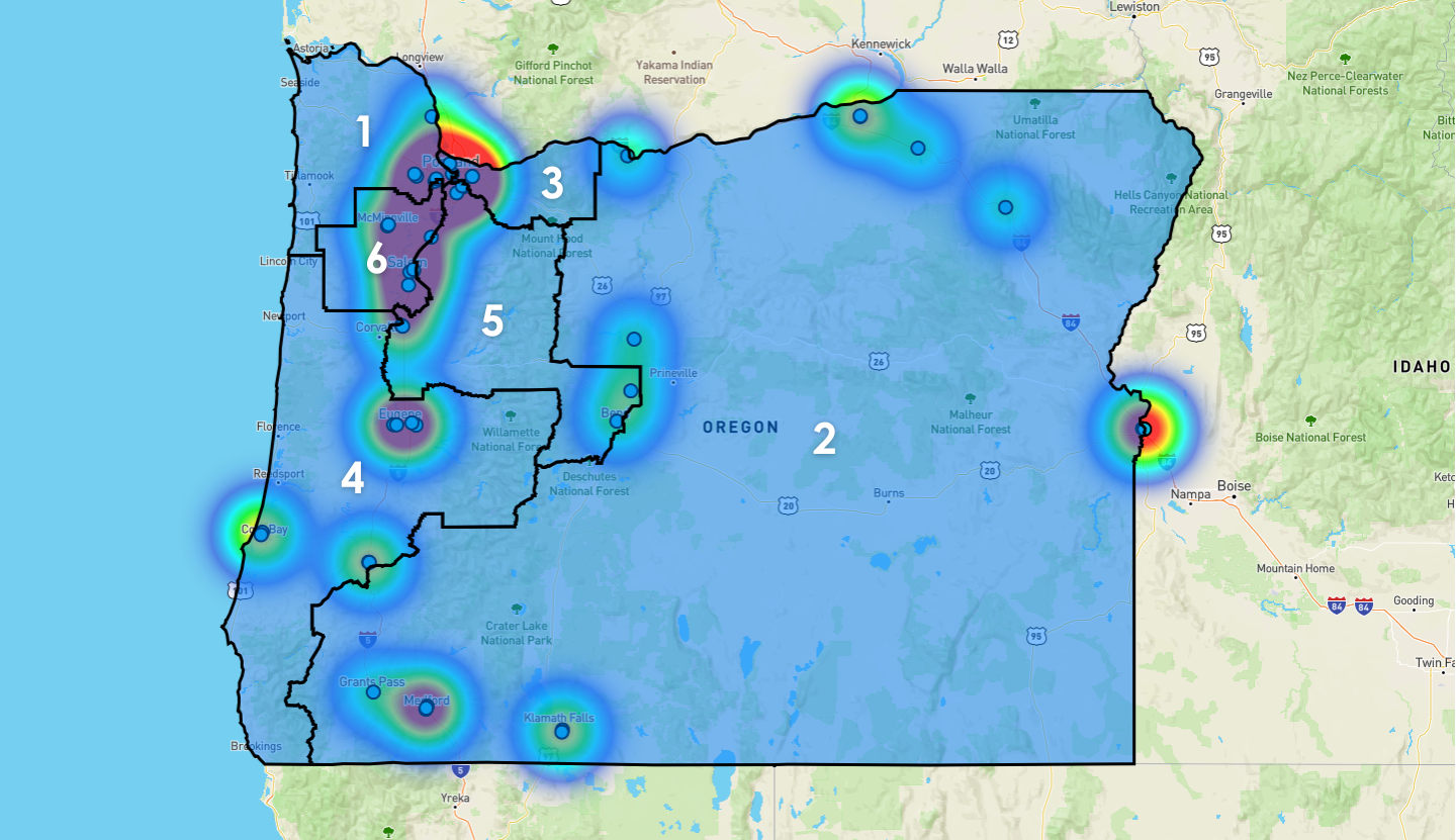Oregon Congressional District Map - Rent-to-Own Locations