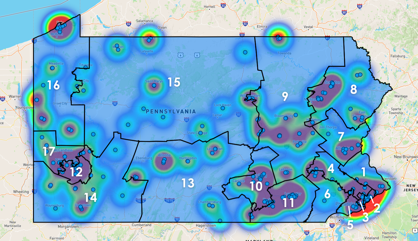 Pennsylvania Congressional District Map - Rent-to-Own Locations