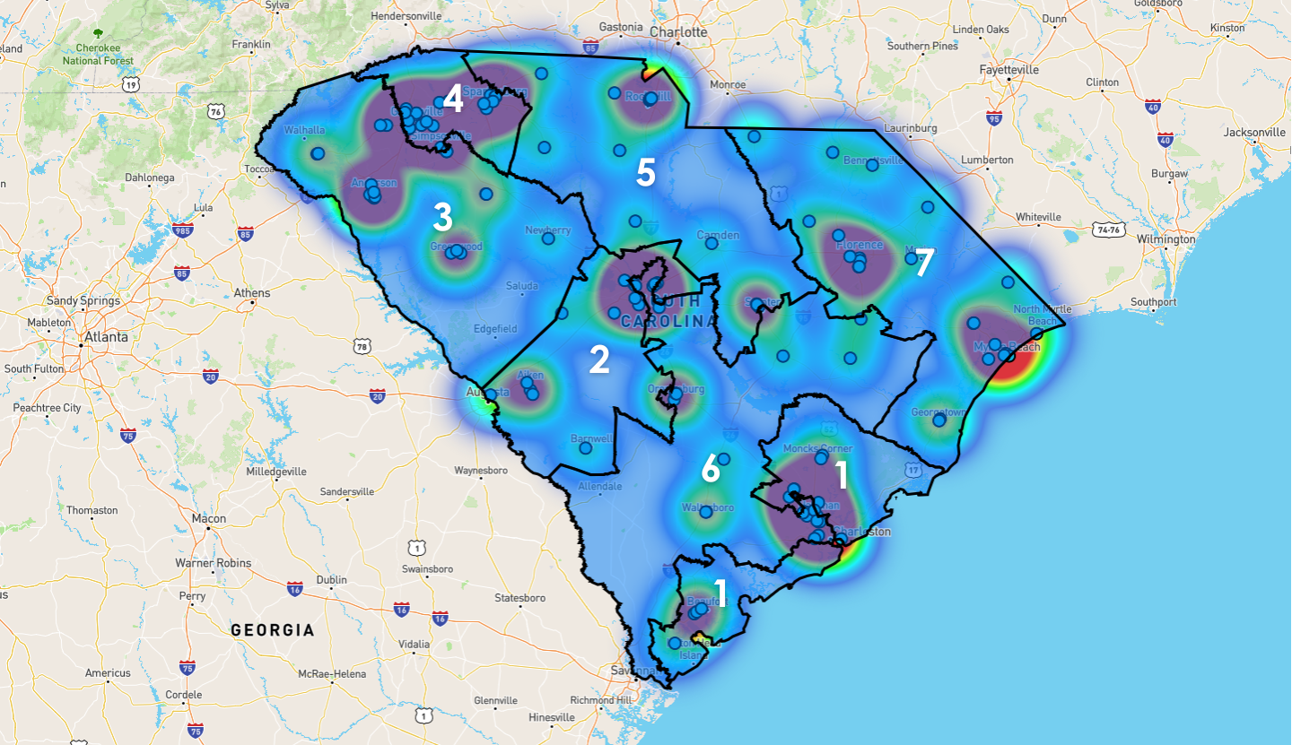 South Carolina Congressional District Map - Rent-to-Own Locations