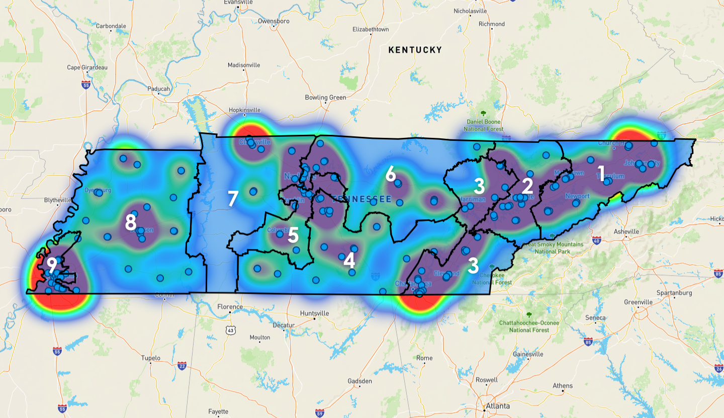 Tennessee Congressional District Map - Rent-to-Own Locations
