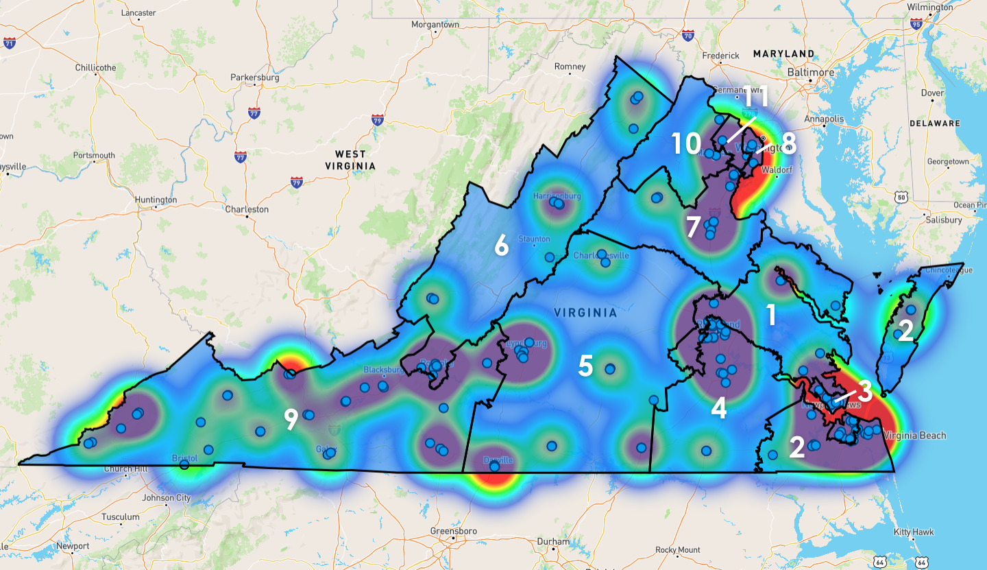 Virginia Congressional District Map - Rent-to-Own Locations