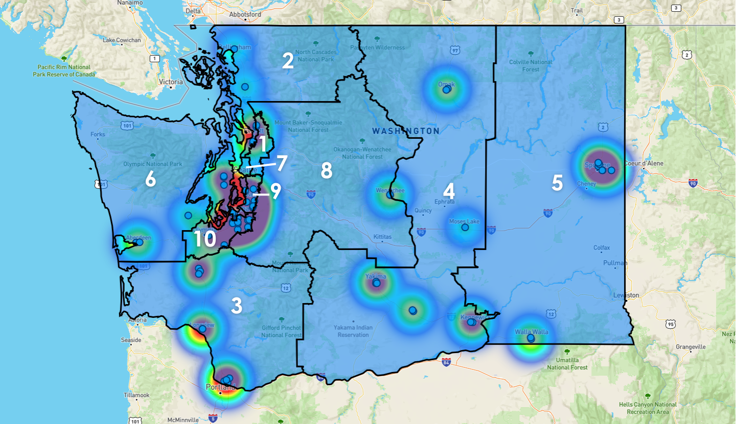 Washington Congressional District Map - Rent-to-Own Locations