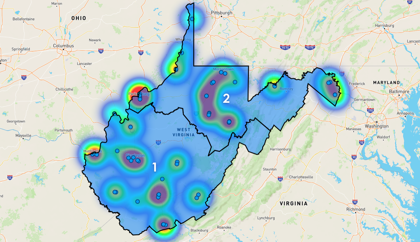 West Virginia Congressional District Map - Rent-to-Own Locations